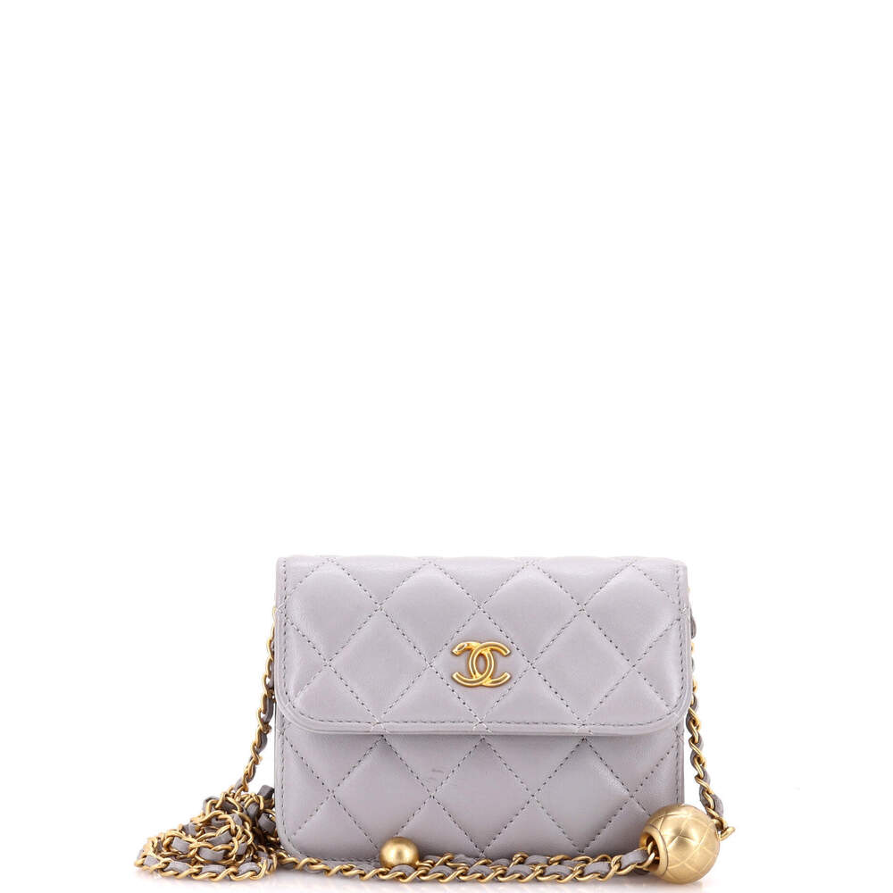 Chanel Mini Pearl Crush Flap Clutch with Chain Quilted Lambskin